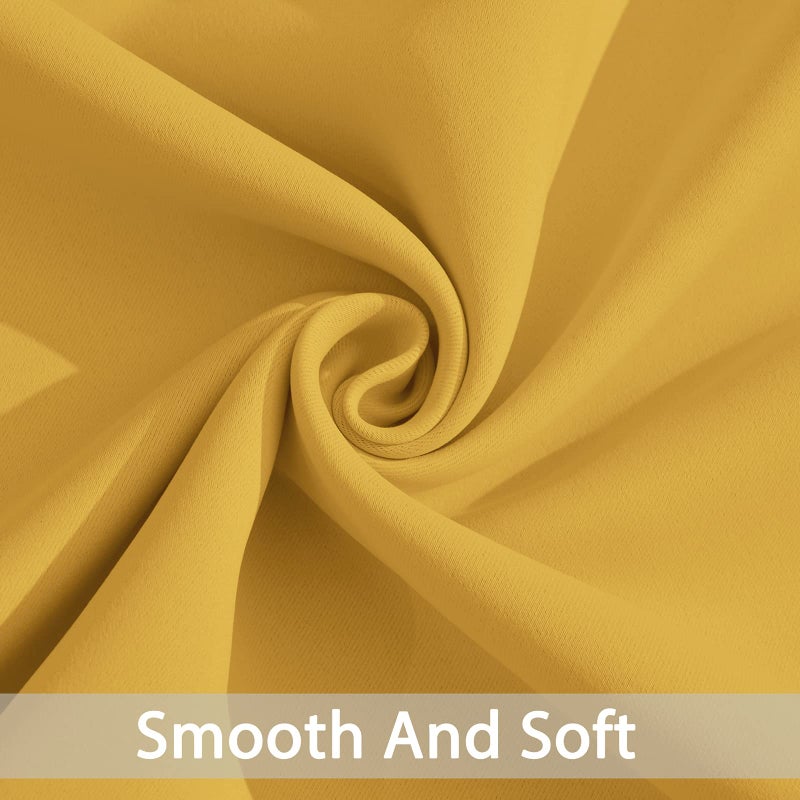 Yakamok Mustard Yellow Room Darkening Grommet Window Drapes Thermal Insulated Light Blocking Blackout Curtains for Bedroom(52Wx84L,2 Panels) - Image 5